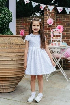 Trotters London Margot Broderie White Cotton Dress