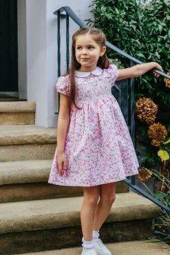 Trotters London Pink Rosie Smocked Dress