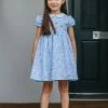Trotters London Blue Rosie Smocked Dress -Angel & Rocket Shop D49357s