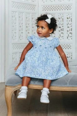 Trotters London Little Blue Rosie Smocked Dress