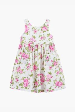 Trotters London Pink Adelina Vintage Rose Cotton Cross Back Dress -Angel & Rocket Shop D49386s3