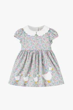 Trotters London Pink Floral Jemima Petal Collar Dress