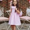 Trotters London Pink Stripe Clara Daisy Willow Cotton Dress -Angel & Rocket Shop D49396s