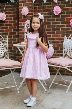 Trotters London Pink Stripe Clara Daisy Willow Cotton Dress