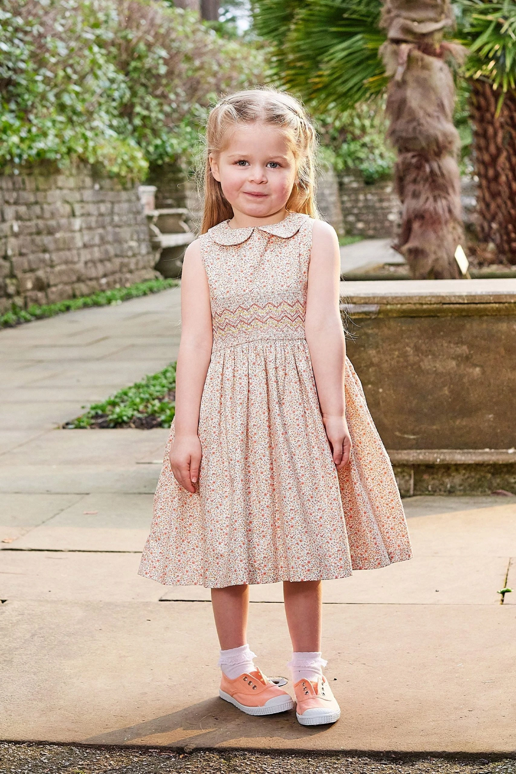 Trotters London Tangerine Esme Floral Smocked Dress 3 Trotters London Tangerine Esme Floral Smocked Dress