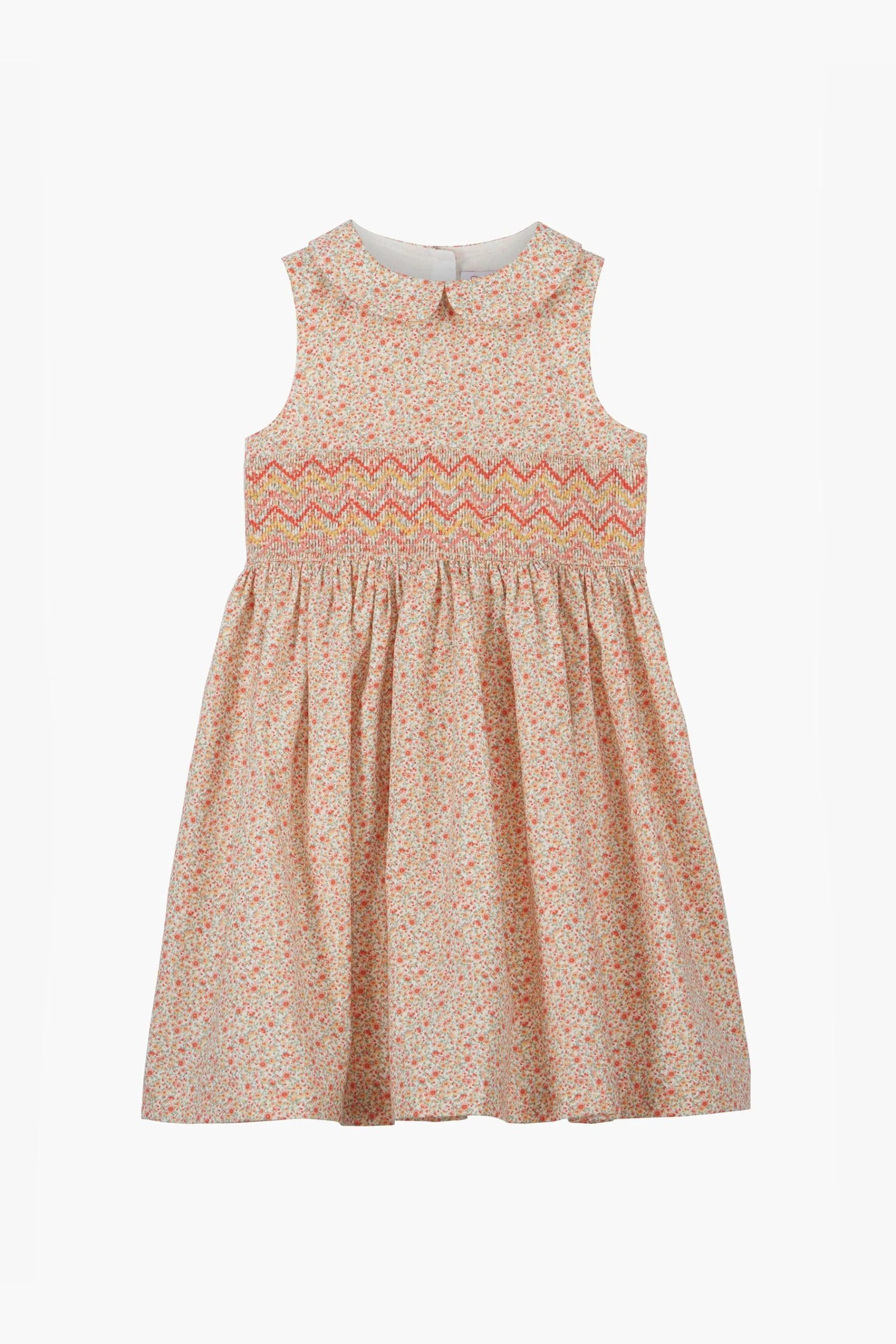Trotters London Tangerine Esme Floral Smocked Dress 4 Trotters London Tangerine Esme Floral Smocked Dress - Image 2