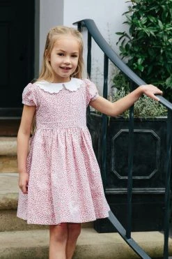 Trotters London Red Cherry Petal Collar Dress