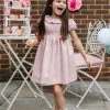 Trotters London Pink Harriet Smocked Dress -Angel & Rocket Shop D49933s