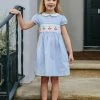 Trotters London Blue Stripe Cherry Smocked Cotton Dress 2 Trotters London Blue Stripe Cherry Smocked Cotton Dress -Angel & Rocket Shop D49962s