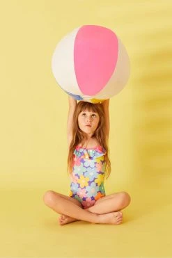 Angels By Accessorize Girls Blue Retro Floral Swimsuit