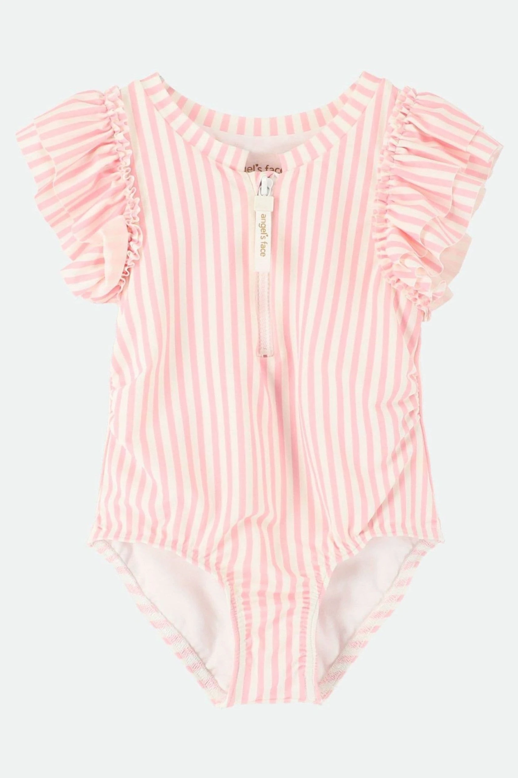 Angels Face Angel's Face Pink Sesimbra Striped Zip Up Swimsuit 3 Angels Face Angel's Face Pink Sesimbra Striped Zip Up Swimsuit