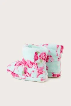 Monsoon Pink Unicorn Print Slipper Boots -Angel & Rocket Shop D53009s3