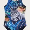 Monsoon Zebra Palm Print Black Swimsuit 1 Monsoon Zebra Palm Print Black Swimsuit -Angel & Rocket Shop D53018s