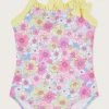 Monsoon Baby Blue Retro Floral Frill Swimsuit -Angel & Rocket Shop D53200s