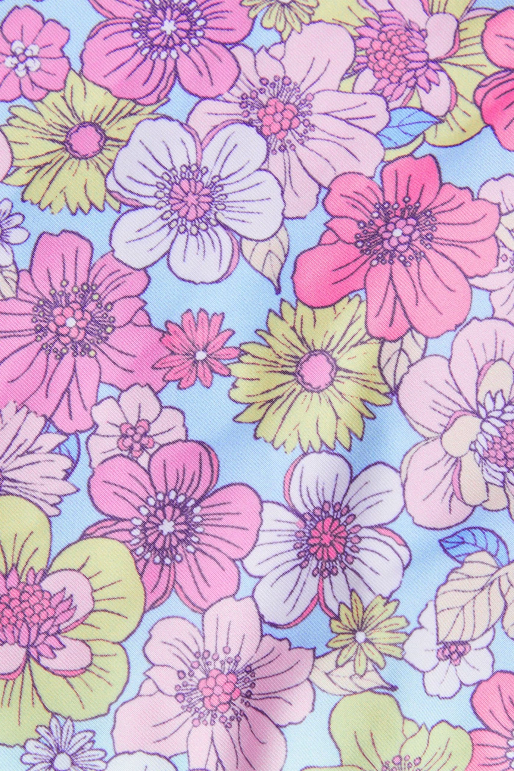 Monsoon Baby Blue Retro Floral Frill Swimsuit 5 Monsoon Baby Blue Retro Floral Frill Swimsuit - Image 3