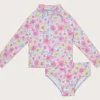 Monsoon Baby Blue Retro Floral Two-Piece Swimsuit With UPF50+ Protection -Angel & Rocket Shop D53201s