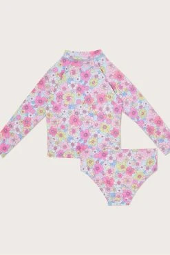 Monsoon Baby Blue Retro Floral Two-Piece Swimsuit With UPF50+ Protection -Angel & Rocket Shop D53201s2