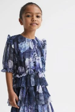 Reiss Henrietta Printed Tiered Dress -Angel & Rocket Shop D54 771s3