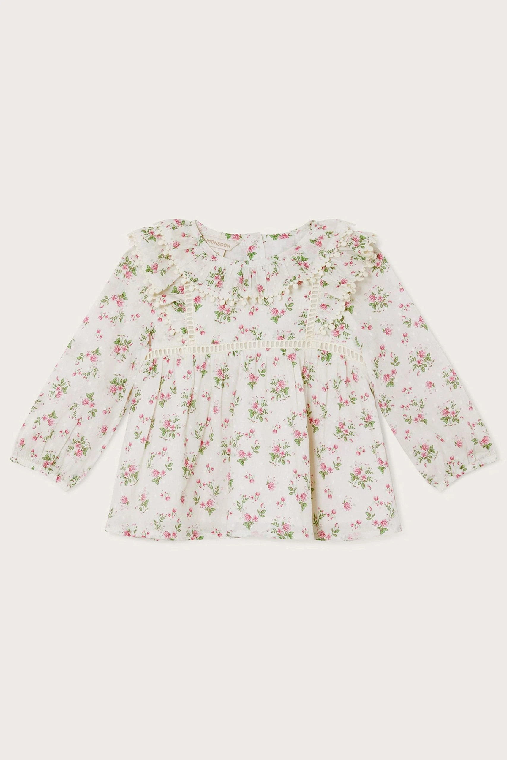 Monsoon Baby Natural Dobby Ditsy Collar Blouse 3 Monsoon Baby Natural Dobby Ditsy Collar Blouse