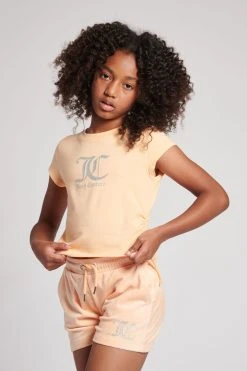 Juicy Couture Girls Orange Glitter T-Shirt -Angel & Rocket Shop D62778s3