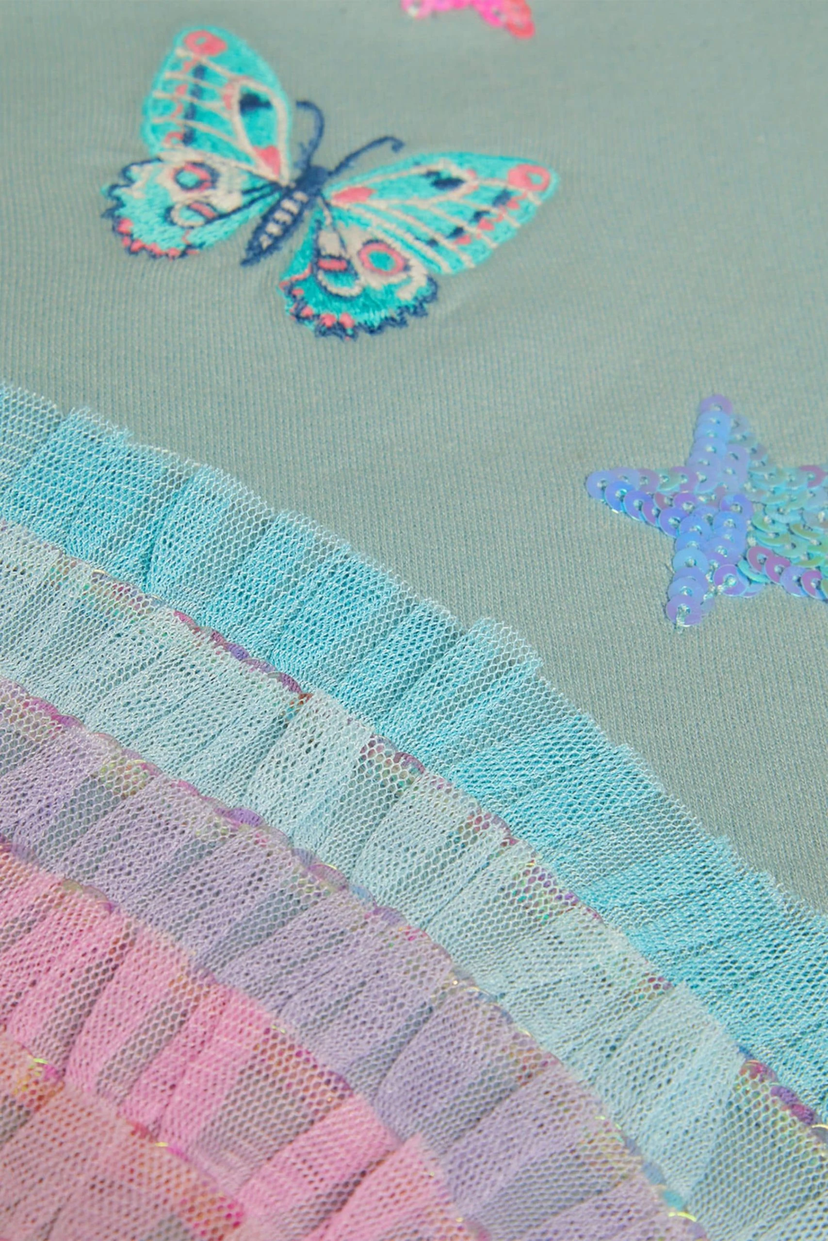 Monsoon Blue Rainbow Applique Quilted Sweat Dress 5 Monsoon Blue Rainbow Applique Quilted Sweat Dress - Image 3