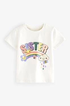 Next Short Sleeve Cotton Sister T-Shirt (3mths-7yrs) -Angel & Rocket Shop D65776s5