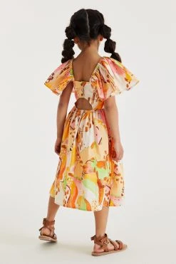 Next Orange Angel Sleeve Button Summer Dress (3-16yrs) -Angel & Rocket Shop D67920s3