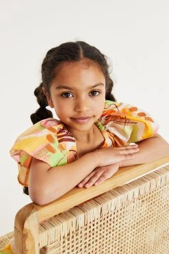 Next Orange Angel Sleeve Button Summer Dress (3-16yrs) -Angel & Rocket Shop D67920s4