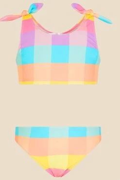 Angels By Accessorize Blue Check Print Bikini Set