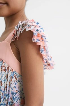 Reiss Aster Floral Printed Pleated Dress -Angel & Rocket Shop D72 430s4