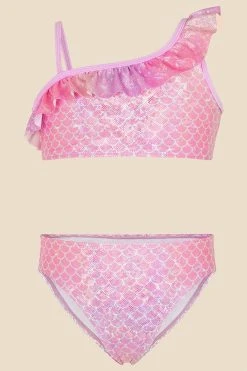 Angels By Accessorize Pink Asymmetric Mermaid Bikini Set