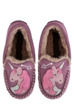 Start Rite Start-Rite Purple Snuggle Lilac Unicorn Suede Warm Slippers -Angel & Rocket Shop D72723s4