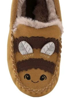 Start Rite Start-Rite Brown Snuggle Bee Suede Moccasin Warm Slippers -Angel & Rocket Shop D72725s3