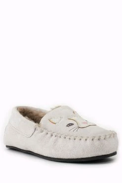 Start Rite Start-Rite Grey Snuggle Cat Suede Warm Moccasin Slippers -Angel & Rocket Shop D72726s6
