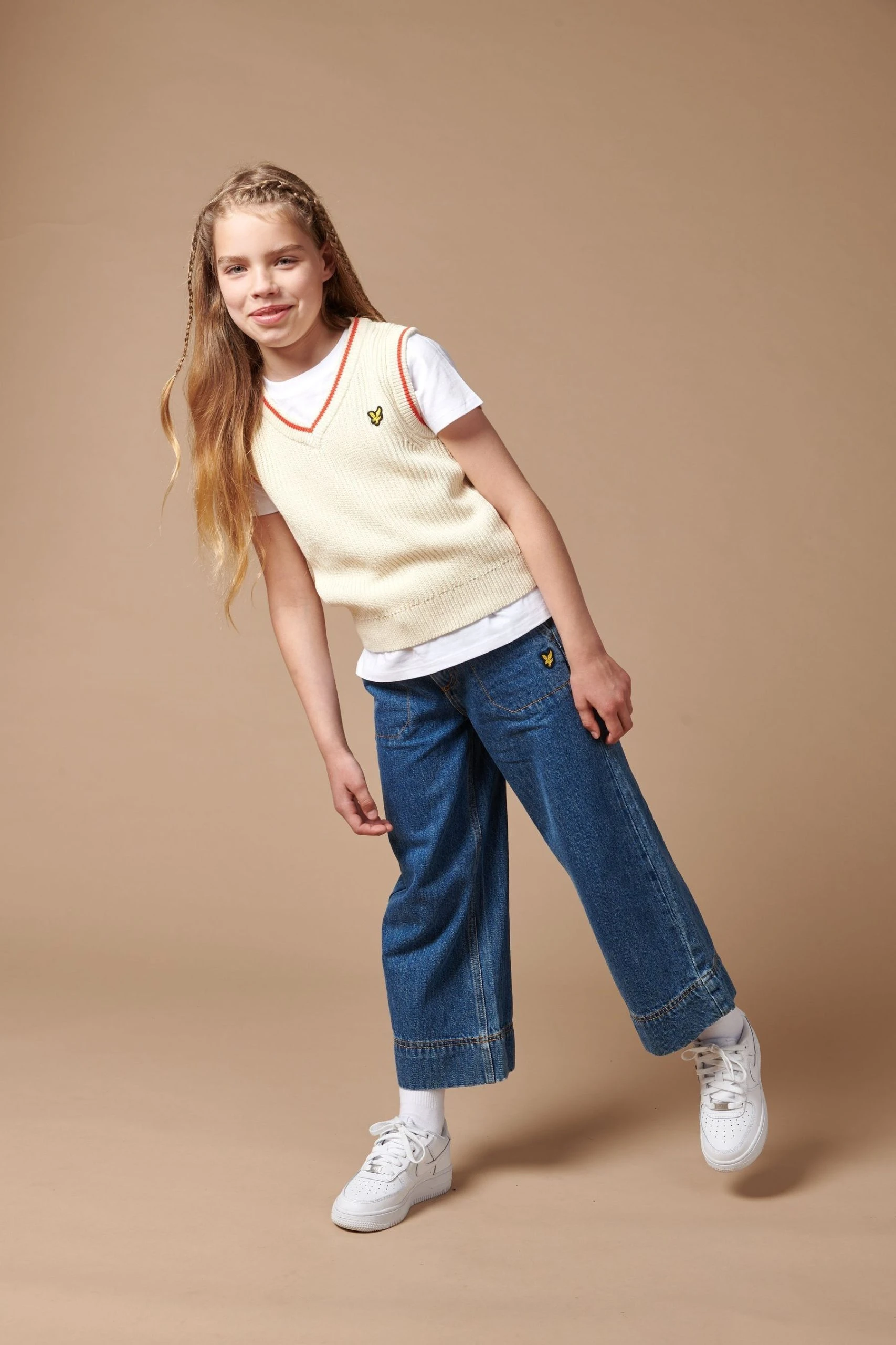 Lyle & Scott Girls Fisherman White Rib Vest 3 Lyle & Scott Girls Fisherman White Rib Vest