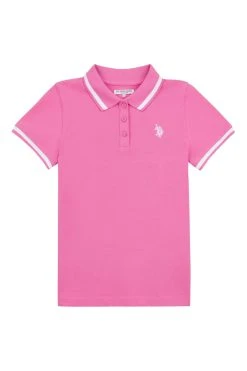 U.S. Polo Assn. Girls Pink Short Sleeve Polo Shirt