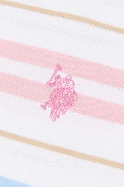 U.S. Polo Assn. Girls Pink Stripe Pique Polo Shirt -Angel & Rocket Shop D73608s3
