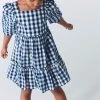 River Island Girls Kind Society Navy Blue Gingham Smock Dress -Angel & Rocket Shop D78087s
