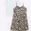 River Island Girls Black Leopard 2 In 1 Cami Dress -Angel & Rocket Shop D78134s