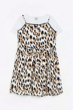 River Island Girls Black Leopard 2 In 1 Cami Dress -Angel & Rocket Shop D78134s3