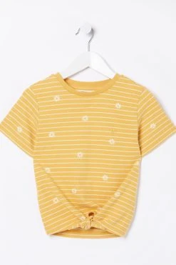 Fat Face FatFace Yellow Floral Stripe T-Shirt -Angel & Rocket Shop D78306s4