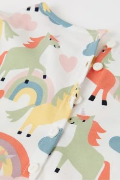 Polarn O. Pyret White Organic Unicorn Print Dress 9 Polarn O. Pyret White Organic Unicorn Print Dress -Angel & Rocket Shop D80 076s3