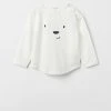Polarn O. Pyret White Organic Top With Embroidered Face -Angel & Rocket Shop D80105s