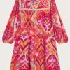 Monsoon Pink Paisley Ikat Print Lenzing EcoVero™ Dress 1 Monsoon Pink Paisley Ikat Print Lenzing EcoVero™ Dress -Angel & Rocket Shop D82982s