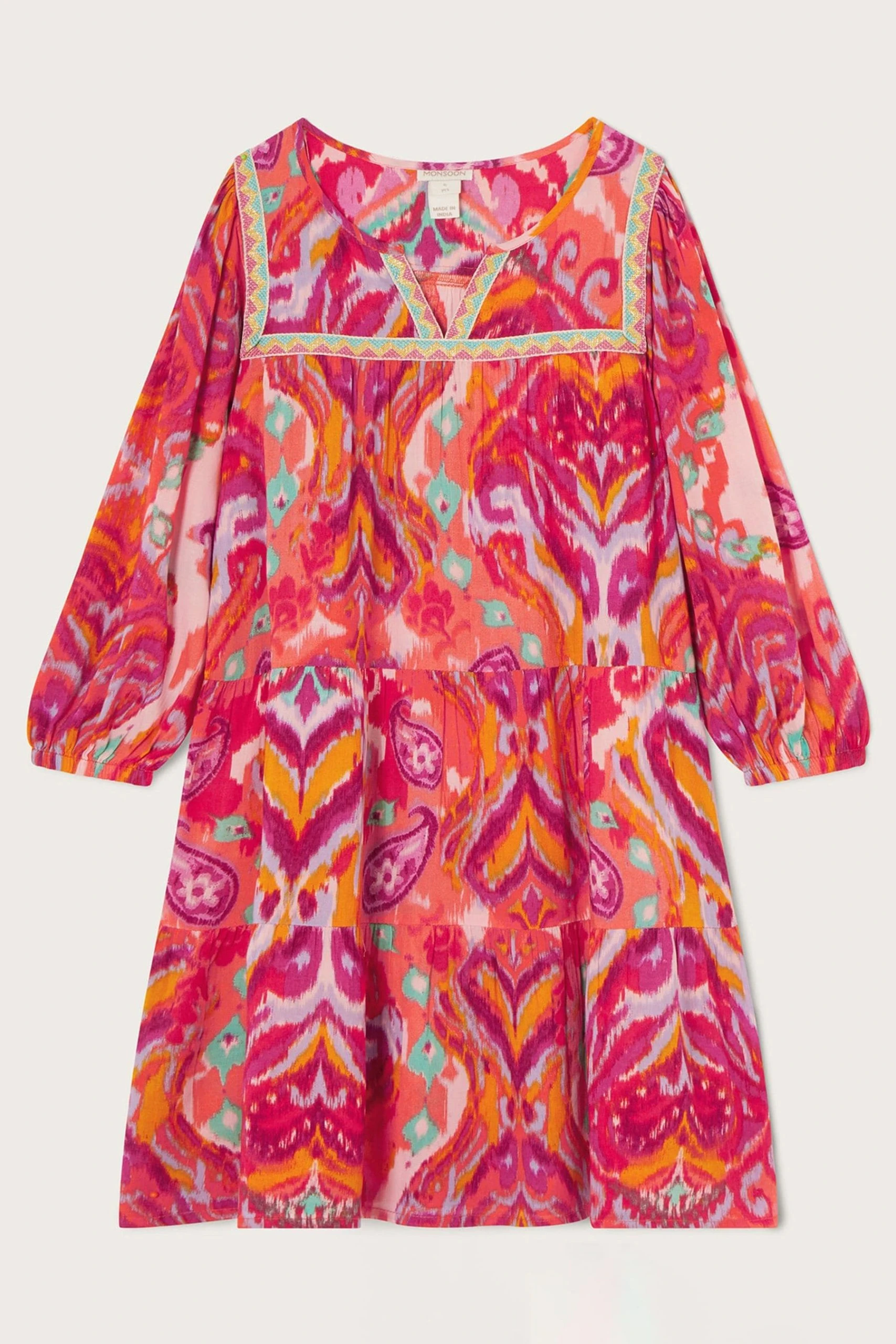 Monsoon Pink Paisley Ikat Print Lenzing EcoVero™ Dress 3 Monsoon Pink Paisley Ikat Print Lenzing EcoVero™ Dress