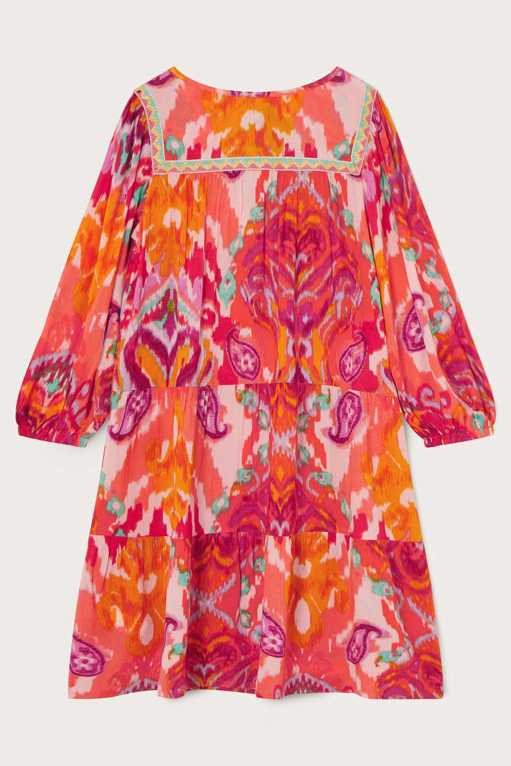 Monsoon Pink Paisley Ikat Print Lenzing EcoVero™ Dress 4 Monsoon Pink Paisley Ikat Print Lenzing EcoVero™ Dress - Image 2