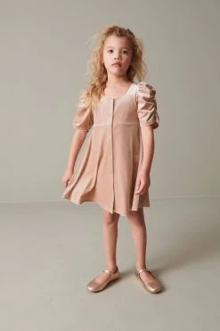 Next Velvet Shirred Sleeve Dress (3-16yrs) -Angel & Rocket Shop D87 546s3