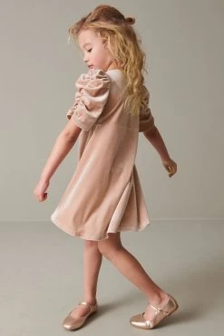 Next Velvet Shirred Sleeve Dress (3-16yrs) -Angel & Rocket Shop D87 546s5