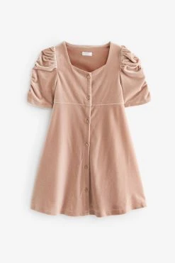 Next Velvet Shirred Sleeve Dress (3-16yrs) -Angel & Rocket Shop D87 546s6