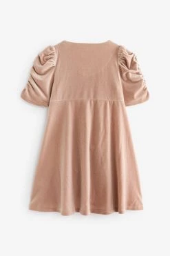 Next Velvet Shirred Sleeve Dress (3-16yrs) -Angel & Rocket Shop D87 546s7